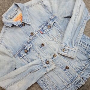 Levis Denim Jacket Womens Small Blue Trucker Relaxed Fit Rugged Outdoor Western